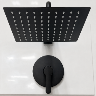 DUCHA MONOCONTROL NEGRA CUADRADA 20 CM